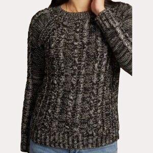 Gap Cable Knit Sweater Marled Black White L am